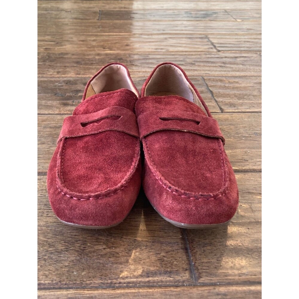 Born Melinda Women’s Loafers Red Suede Comfort Slip-On Shoes sz 9 - Picture 2 of 8